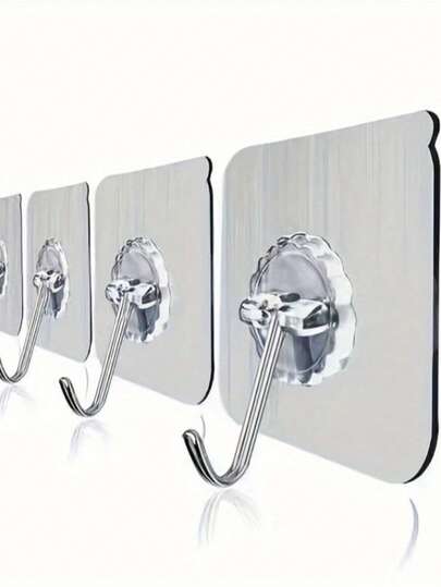 10-Pack Contemporary Plastic Utility Hooks - Waterproof, Wall Mount, Easy Install, Self-Adhesive, Strong Traceless For Bathroom & Kitchen Storage