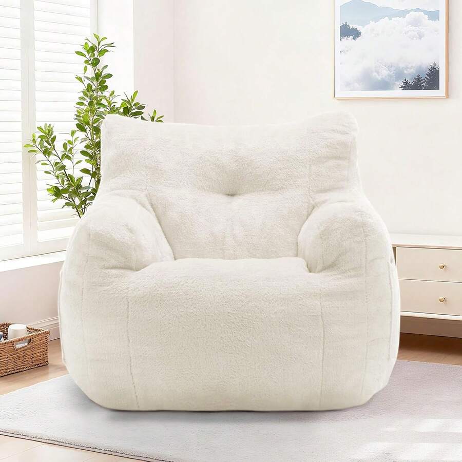 Bean Bag Chair , Small Comfy Beanbag Lounge Floor Sofa Reading Chair With Armrests, Mini Cloud Sofa For Living Room, Bedroom And Game Rooms, Plush Chair With Memory Foam,Beige - Màu be - Xem 1