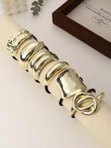 7pcs/6pcs/5pcs/1pc Set Minimalist Metal Hair Ties, Casual Style - Silver - View 3