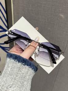 1副男士时尚眼镜，新款高品质金属无框个性化百搭商务通勤户外驾驶时尚眼镜 - 彩色 - 查看 5