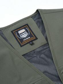 1pc Men's Utility Vest Jacket, Outdoor Plus Size Casual Vests With Multiple Pockets, Spring/Autumn/Summer Sports - Army Green - View 5
