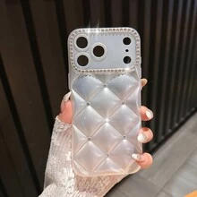 Pearl White Rhinestone Decorated Full Coverage Shockproof Apple Case, Suitable For IPhone 17 Pro Max/17 Pro/17/16 Pro Max/16/16 Pro/16 Plus/15/15 Pro Max/15 Pro/15 Plus/13/14/14 Pro Max/14 Pro/13 Pro Max, Luxurious - Premium Pearl White - View 8