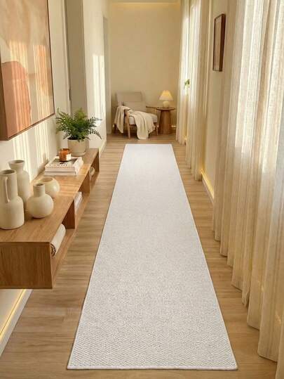 1pc Bedroom Rug Faux Sisal Runner Rug, Ideal For Hardwood Floors In Entryways, Laundry Rooms, Hallway, Bedroom, Kitchen, Living Room, And Dining Room, Stylish Long Floor Mat - Indoor All-Season Home Decor, Door Mat, Washable & Non-Slip, Perfect For Home Use As A Hallway Rug, Rugs For Bedroom, Kitchen Rugs, Bedside Rugs, White Rug, House Decor, Kitchen Decor