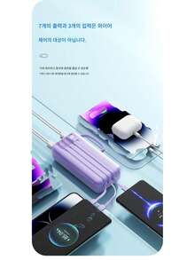50000mAh 고속 충전 보조 배터리는 PD 22.5W QC 3.0 고속 충전을 지원하고, LED 디스플레이를 탑재했으며, 휴대가 간편하고 사용하기 쉬우며, 노트북과 호환되고, 듀얼 포트 디자인을 갖추고 있습니다. - 하늘색 - 보기 5