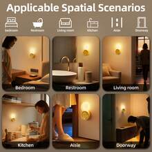 Lampe murale à capteur de cristal, lampe de décoration murale en acrylique, rechargeable par USB sans fil, 3 couleurs réglables, batterie longue durée, éclairage doux, préservant les yeux, convient pour armoire, placard, escalier, couloir, chambre, bureau, salle de bain, cadeau de Noël et d'anniversaire - Multicolore - Voir 6
