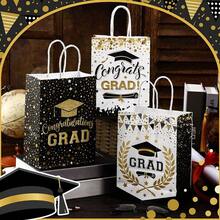 24 piezas/12 piezas/2 piezas Bolsas de regalo de papel para graduación, bolsas de decoración para fiesta de graduación, bolsas de regalo y tarjetas de felicitación para graduación - Color y estilo aleatorios - Ver 3