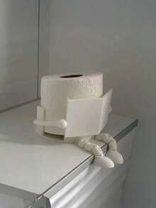 Madebyblanc创意人形厕纸架 - 有趣的坐姿设计，ABS塑料材质，可用于收纳厕纸/新奇家居装饰/桌面整理，适合家庭/成人/青少年使用，可放置于浴室/卧室/客厅，亦可作为万圣节/感恩节/圣诞节礼物，送给朋友/家人/女主人，简约INS风（厕纸架/浴室收纳/趣味家居装饰/恶搞礼物/独特礼物/浴室配件/桌面整理架） - 白色 - 查看 1