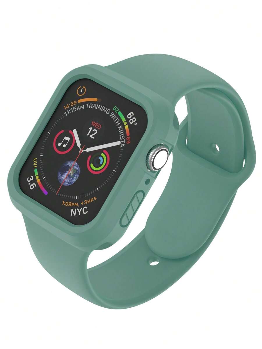 二合一，兼容 40mm、41mm、42mm、44mm、45mm、46mm 和 49mm 的 表带和表壳。柔软舒适、休闲运动的硅胶表带，搭配防震、防刮、弹性十足的硅胶表壳。兼容 Ultra/11/10/9/8/7/6/5/4/SE 型号。男女通用。完美贴合，触感舒适。