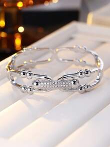 1pc Rhinestone Chain Bangle, Unique Design Luxury Accessory, Essential For Stylish Outfit - Bracelet - View 5