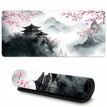 宝塔鼠标垫 粉色樱花 全桌面日式鼠标垫 加长大号防滑橡胶底座 大键盘垫 缝边设计 适用于游戏和办公 - 查看 4