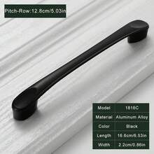 1pc Matte Black Cabinet Drawer Pull Handle, Aluminum Alloy Knob And Grip, Durable And Easy To Install, Suitable For Kitchen, Bathroom, Desk Furniture Drawers - Black - View 14