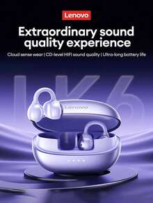 Lenovo 联想LK6蓝牙耳机，耳挂式，蓝牙5.4，环绕立体声，深沉低音，低延迟，游戏和音乐两用，ENC主动降噪，超长续航，智能触控，兼容苹果、安卓智能手机、电脑、平板电脑 - 查看 3