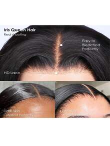 13*6 13*4 5*5 高清蕾丝免胶假发,即戴即用,真人混纺发丝,预先拔毛,预先剪裁,200密度直发假发,真人混纺发丝抽绳假发,适合,新手友好 - 自然色&黑色系 - 查看 4