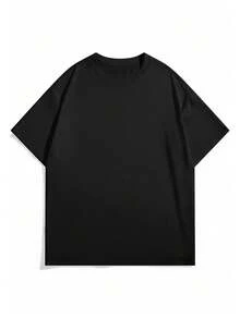 FRACTYR Men's Summer Casual Street Fashion Minimalist Graffiti Print Double-Sided Design Loose Fit Round Neck Short Sleeve T-Shirt - Black - View 5