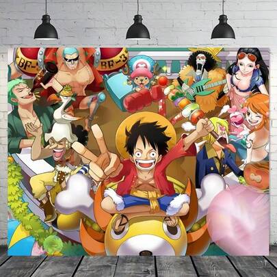 1pc One Piece Cartoon Anime Wall Hanging, Featuring, Suitable For Indoor Living Rooms, Bedrooms, And Other Home Wall Decorations, Anime Party Decorations, And Dormitory Wall Decorations.