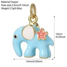 1件铜质时尚创意兔子、大象、蘑菇吊坠，多功能高端DIY手链、项链、耳环饰品配件 - 彩色 - 查看 28