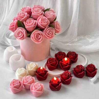 3D Flower Bouquet Candle Silicone Mold, Handmade Rose Flower Resin Candle, Soap, Plaster Diffuser Stone Home Decor Mold