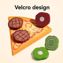 木制披萨拼图玩具，形状匹配厨房游戏，适合3-9岁儿童的益智玩具 - 彩色 - 查看 7