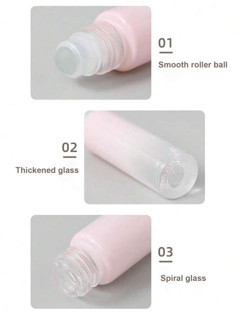 1pc Light Pink Ombre Glass Roller Perfume Bottle, Refillable Fragrance Container, Thick Glass Cosmetic Tool - View 1