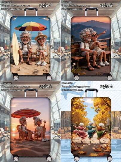 1pc 300gsm Premium Resort Series Printed Thick Luggage Cover, Thick Luggage Accessory, Suitable For Business Travel, Vacation, Tourism, Luggage Check-In, Back To School Season, Adding Color To Your Luggage. Fits 20-28 Inch Suitcases.