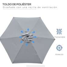Outsunny Outdoor Parasol, Stand And Base - A - View 8