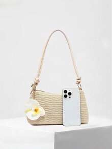 Dedoo 2026 Nuova borsa a tracolla intrecciata in stile coreano per donna, borsa di paglia retrò, borsa a mano portatile - Beige - Visualizzare 4