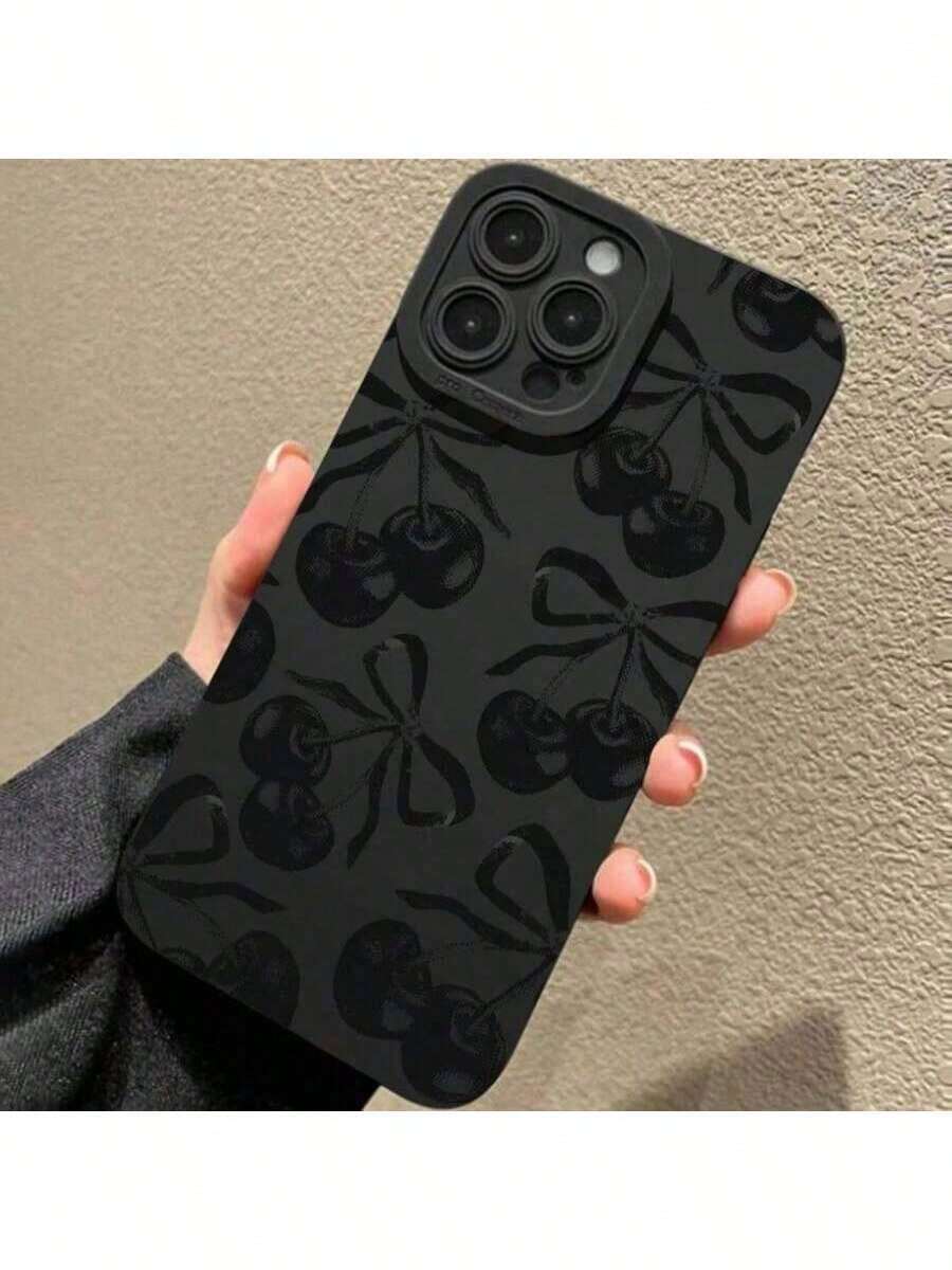 Cherry Pattern Phone Case, Full Coverage Protective Lens Cover, Shockproof Phone Cases Compatible With 11 12 13 14 15 16 Pro/Pro/Plus - Multicolor - View 1