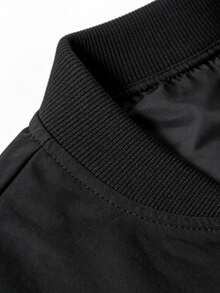 Men's Outdoor Sports Jacket Casual Baseball Jacket Solid Color Zipper Baseball Collar Jacket, Comfortable Versatile Top, Suitable As Gift For Boyfriend, Husband, Father - Black - View 5