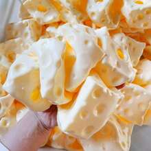 1pc 7cm Square Cheese Ball Squishy Toy, Realistic Bread Texture, Slow Rebound TPR Shell, Perfect Gift For Birthday, Christmas, Halloween, Easter - Multicolor - View 3