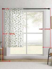 1件刺绣薄纱窗帘，花卉图案，带杆袋，防紫外线，透气，涤纶面料，无衬里，适用于客厅、卧室、餐厅 - 綠色 - 查看 13