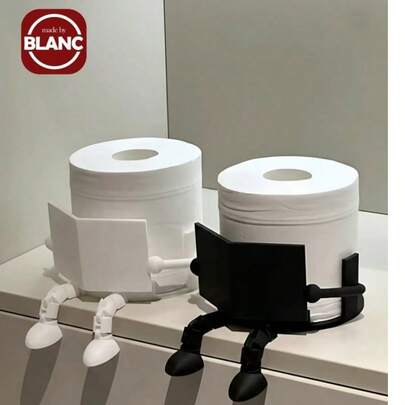Madebyblanc Creative Human-Shaped Toilet Paper Holder - Interesting Sitting Posture Design, Made Of ABS Plastic, Toilet Paper Storage/Novel Home Decor/Desktop Organization, Suitable For Home/Adults/Teenagers, Bathroom/Bedroom/Living Room, Halloween/Thanksgiving/Christmas, Gift For Friends/Family/Hostess, Minimalist INS Style (Toilet Paper Holder/Bathroom Storage/Fun Home Decor/Gag Gift/Unique Gift/Bathroom Accessory/Desktop Organizer)