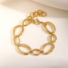 1pc Hand-Made Chain Stainless Steel Bracelets,Minimalist Elliptical Bracelet For Women Waterproof Jewelry Gift - Oval Bracelet - View 13