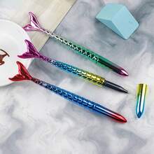 5pcs Creative Cute Fish Tail Shaped Ballpoint Pens, Fish Tail Inspired Stationery, Black Ink Pens, Suitable For Exams, School Prizes, Office Supplies, Gifts, Back To School, Holidays - Sets - View 3