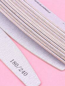 7 st grå halvmåneformade tunna nagelfilar 180/240 korn trämanikyrverktyg - Ljusgrå - Visa 4