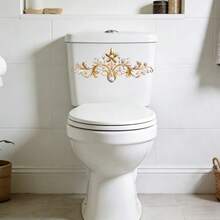 1pc European Retro Gold Floral Decoration Sticker, PVC Self-Adhesive Detachable, Suitable For Multiple Scenarios Such As Toilet Seat/Wall/Mirror/Wardrobe, Home Bathroom And Living Room Decoration, Suitable For All Seasons, Festive Atmosphere Decoration - 1PC - View 3