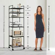 Estantería Organizadora de metal De 5 Niveles Con Ruedas Estante Multiusos Para Cocina Baño Sala Lavandería Balcón Organizador Vertical De Almacenamiento Para Hogar Repisa Negra Con Ruedas Giratorias Para Fácil Movimiento Estante Para Electrodomésticos Utensilios De Cocina Alimentos Productos De Limpieza Plantas Decoración Estantería Moderna Para Aprovechar Espacios Pequeños Organizador De Almacenamiento Vertical Resistente Con Estructura De Metal Con Recubrimiento Anticorrosión Ideal Para Cocina Baño Dormitorio Oficina O Área De Lavado Estante De 5 Repisas Amplias Para Microondas Cafetera Ollas Frascos Despensa Toallas Productos De Higiene Diseño Minimalista Moderno Fácil De Armar Estante Con Ruedas Para Mover Fácilmente Y Optimizar Espacios En El Hogar Organizador Multifuncional Para Casa Departamento Oficina Tienda O Espacios Reducidos Sistema De Almacenamiento Vertical Para Mantener Ordenado El Hogar - Negro - Ver 6