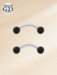 2件装 16G 钛合金弯杆眉钉，眉环耳骨环耳廓环肚脐环唇环身体穿刺饰品 - 橡膠球 - 查看 11