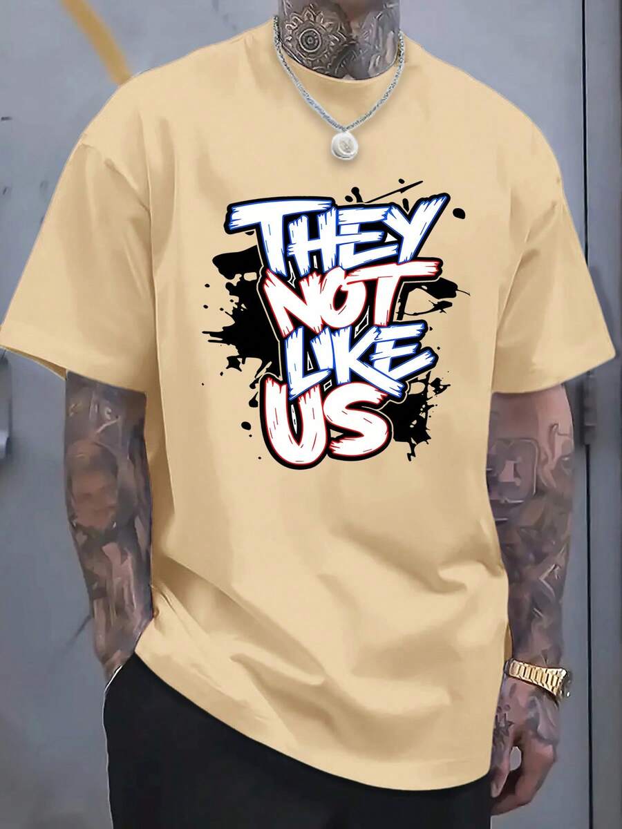 Men's Fashionable Summer Patterned Short-Sleeve T-Shirt, Cool And Stylish, With Unique Printed Designs. Suitable For Various Occasions, With A Wide Range Of Colors And Styles - Màu be - Xem 1