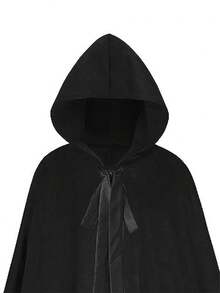 一件巫师斗篷服装，适合派对、嘉年华、万圣节，男女通用 - 黑色 - 查看 4