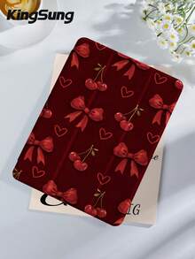 Kingsung Ốp bảo vệ máy tính bảng họa tiết nơ và anh đào, tương thích với iPad 9.7/10.2/10.5/10.9/12.9/Pro 11, thế hệ thứ 10, tương thích với Samsung Galaxy Tab S6 Lite 10.4 inch, tương thích với Kindle Paperwhite thế hệ thứ 12 2024, Kindle thế hệ thứ 11 2022, Kobo Clara Colour, chống rơi vỡ, chân đế thông minh/tự động bật/tắt màn hình. - Nhiều màu - Xem 3