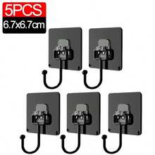 20/1pc Black Traceless Hooks Multifunctional Wall Strong Adhesive Hook Clothes Hook Bathroom Kitchen Accessories - A - View 14