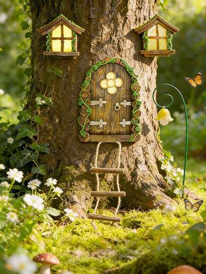 1pc Fairy Tree Window Hanging Rack With Ladder, Quirky Window Sculpture Tree Decor, Resin Ornament Wall Hanging Windowsill Garden Gift
