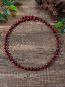 1pc Bohemian Style Round Geometric Plastic Acrylic Beaded Rope Knotted Long Necklace, Versatile Double-Layer Necklace, Ideal Gift - Handmade Beaded Long Necklace - View 17