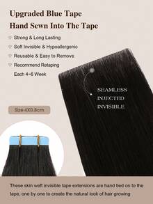 YILITE Skin Weft PU Tape On Hair 4x0.8cm 10PCS 20PCS Tape In Hair Extensions Human Hair Injected Invisible Tape Hair Extensions - S1B - View 4