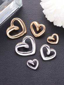 10 piezas/paquete Botones metálicos con corazón hueco delicados, accesorios DIY para abrigos, vestidos festivos, decoración de costura - multicolor - Ver 2