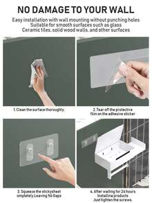 No-Drill Bathroom Toilet Paper Holder-Over-The-Toilet Organizer With Strong Self-AdhesiveSpace-Saving Toilet Paper Roll Storage,For Bathroom,Powder Room,Or Commercial Restrooms-Modern Bathroom Storage Solution,Toilet Paper Storage - Multicolor - View 10
