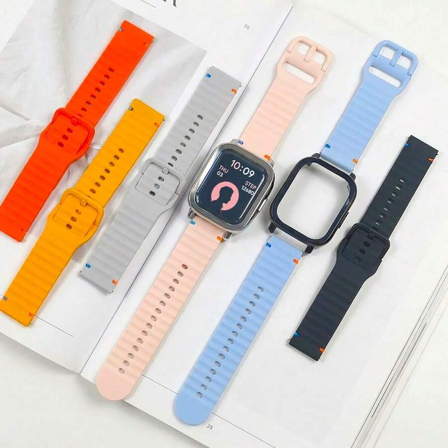小米 Watch 5 Active/5 Lite 全屏保护壳+硅胶表带，采用 TPU 软壳和透气运动表带。