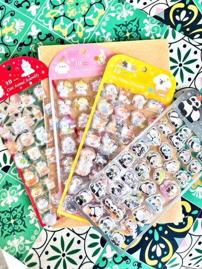 Nekoni Cute Animal Cartoon 3D Embossed Stickers, Diary Scrapbooking DIY Decorative Stickers, Stationery & Learning Supplies, Gift