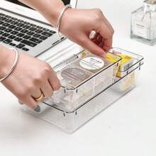 1/4/7pcs Transparent Drawer Organizer Boxes, High-Quality Plastic Material, Minimalist Clear Rectangular Set, Non-Slip Bottom, Stackable Multi-Size Storage Boxes, Suitable For Office, Bathroom And Kitchen - Multicolor - View 5