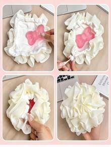 Madebyblanc 2-In-1 Bath Ball, Towel Loofah With Drawstring Closure,Bar Soap Pouch, Flower Shaped Soap Bar Bags,Bar Soap Pouch, Flower Shaped Soap Bar Bags,Exfoliating Mesh Body And Facial Cleansing Tool, Bathing Foam Manufacturing Tools, Home & Living(White) - Multicolor - View 2